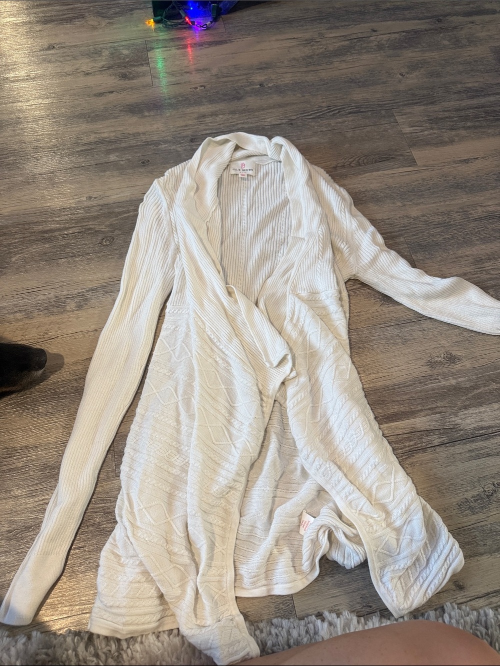 JB by Julie Brown White Open-Front Knit Cardigan